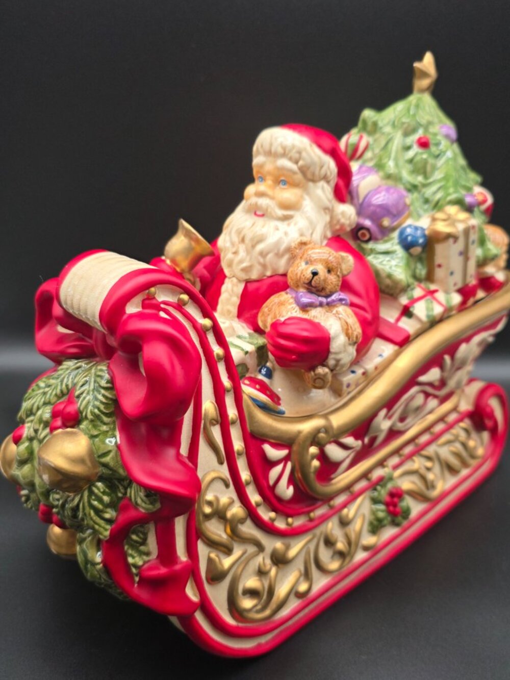 Dept 56 Santa & Sleigh Presents Large Cookie Jar w/Lid Christmas vintage